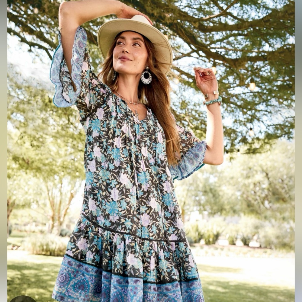 Women's Sundance multi-color floral ruffle dress size Small